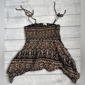 L.E.I Y2K Flowy Tie Strap Cami Top Bohemian Print Junior L ♡